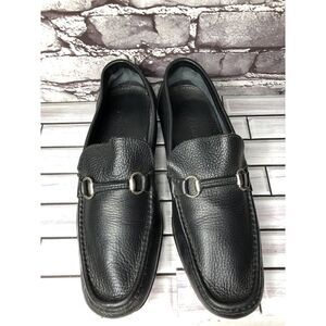Sandrino Black Leather Horse Bit Loafers Dress Shoes Men Sz 11M US/44EU